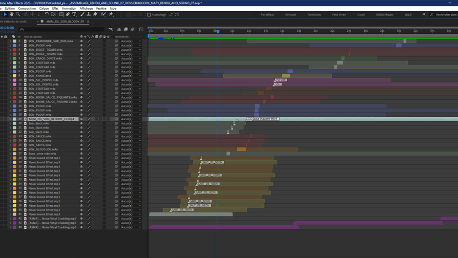 Projet de l'animation motion design 2D d'Animation Du Soir, Bonsoir, timeline after effects de Julie Martins