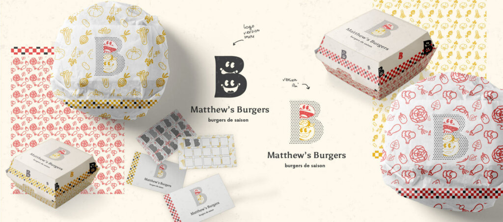 Branding-Matthew-s-Burger- Projet-créatif-et-inspiration-fait-par-Julie-Martins-brand-et-motion-designer-packagings