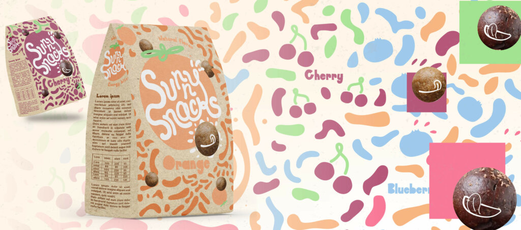 Branding-Sunny-Snacks- Projet-créatif-et-inspiration-fait-par-Julie-Martins-brand-et-motion-designer-illustrations-organiques-et-packagings